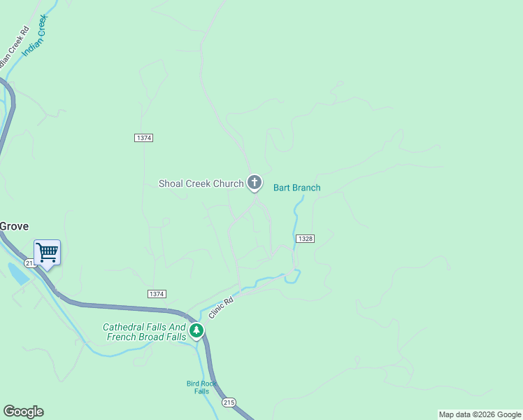 map of restaurants, bars, coffee shops, grocery stores, and more near 108 North Shadow Run in Balsam Grove