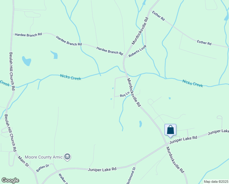 map of restaurants, bars, coffee shops, grocery stores, and more near Rogers Trail in Moore County