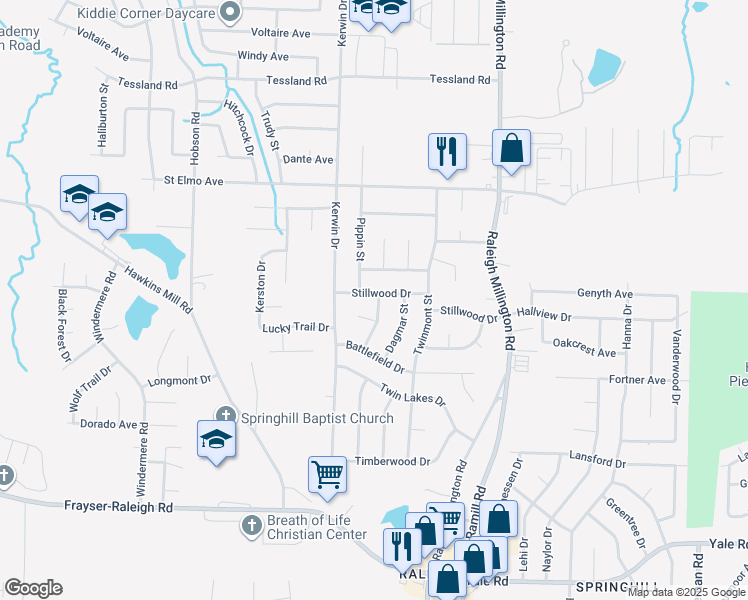 map of restaurants, bars, coffee shops, grocery stores, and more near 3837 Barberry St in Memphis