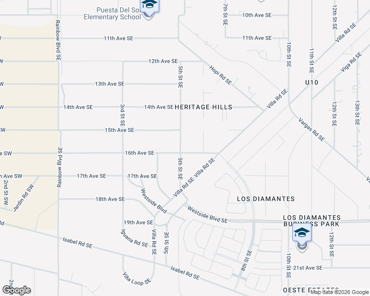 map of restaurants, bars, coffee shops, grocery stores, and more near 513 16th Avenue Southeast in Rio Rancho