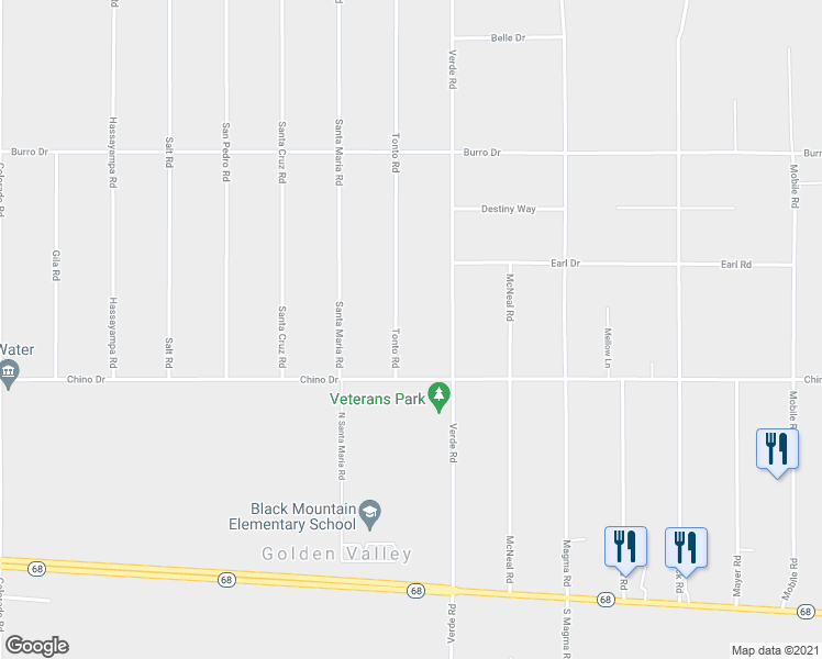 map of restaurants, bars, coffee shops, grocery stores, and more near 3578 Tonto Road in Golden Valley