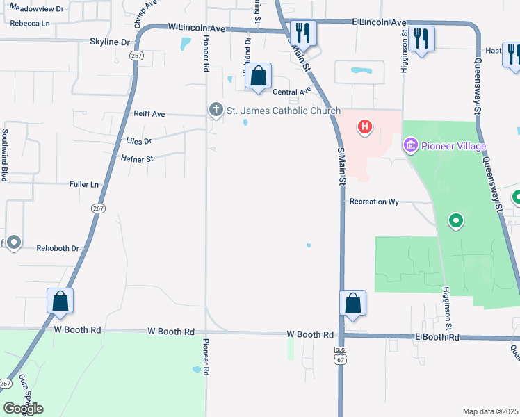 map of restaurants, bars, coffee shops, grocery stores, and more near 1486 Pioneer Road in Searcy