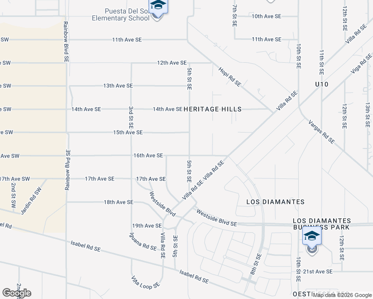 map of restaurants, bars, coffee shops, grocery stores, and more near 513 16th Avenue Southeast in Rio Rancho