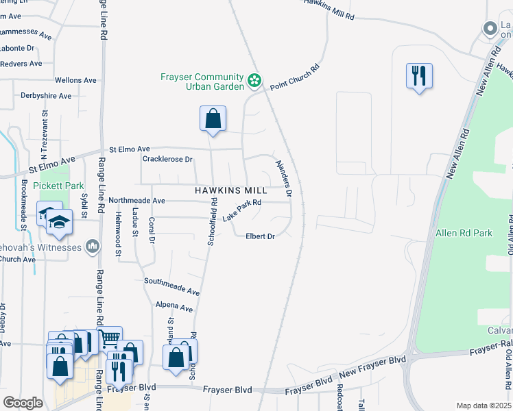 map of restaurants, bars, coffee shops, grocery stores, and more near 2939 Lake Park Road in Memphis
