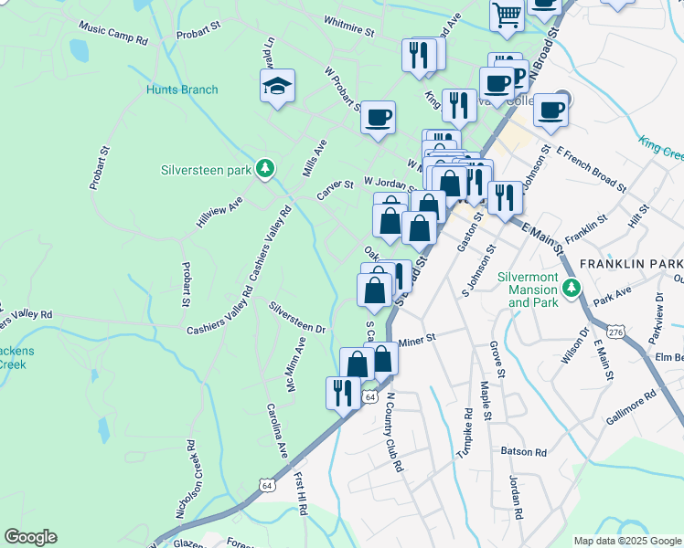 map of restaurants, bars, coffee shops, grocery stores, and more near 215-211 Duckworth Avenue in Brevard