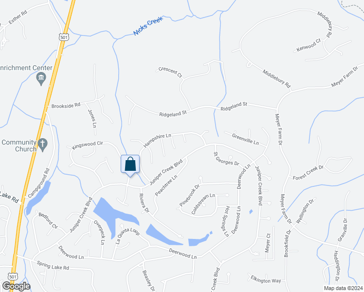 map of restaurants, bars, coffee shops, grocery stores, and more near 3 Wingate Court in Pinehurst