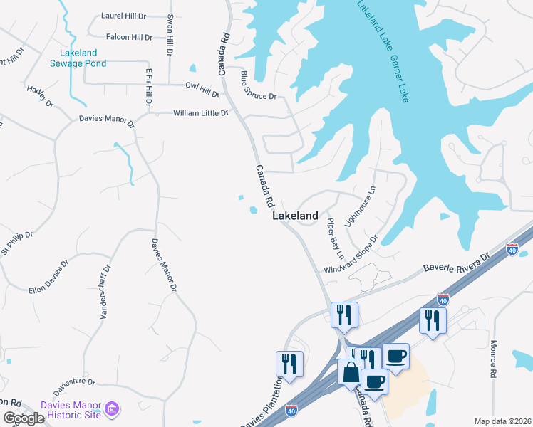 map of restaurants, bars, coffee shops, grocery stores, and more near 3817 Canada Road in Lakeland