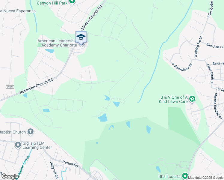 map of restaurants, bars, coffee shops, grocery stores, and more near 8211 Hickory Drive in Charlotte