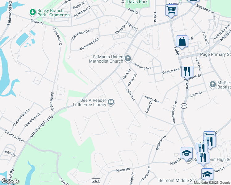 map of restaurants, bars, coffee shops, grocery stores, and more near 20 Barnes Drive in Belmont