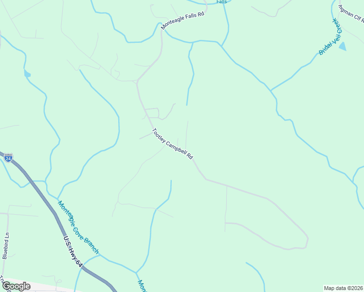 map of restaurants, bars, coffee shops, grocery stores, and more near 439 Tootley Campbell Road in Monteagle