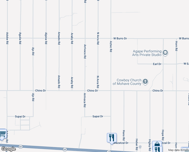 map of restaurants, bars, coffee shops, grocery stores, and more near 3577 North Avra Road in Golden Valley