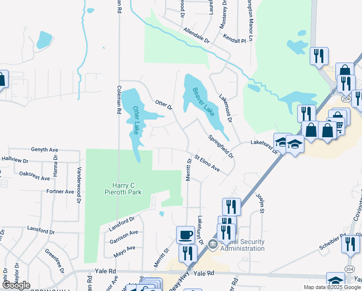 map of restaurants, bars, coffee shops, grocery stores, and more near 3844 Otter Drive in Memphis