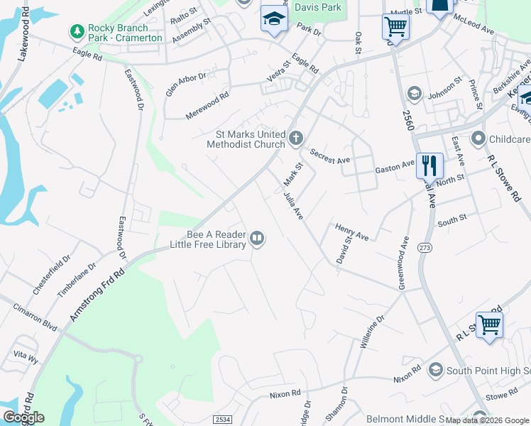 map of restaurants, bars, coffee shops, grocery stores, and more near 20 Barnes Drive in Belmont