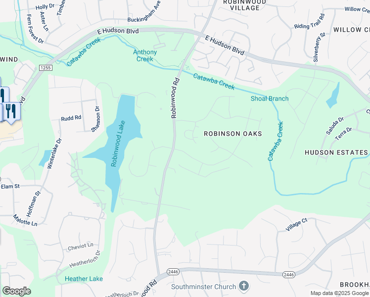 map of restaurants, bars, coffee shops, grocery stores, and more near 1319 Wiggins Drive in Gastonia