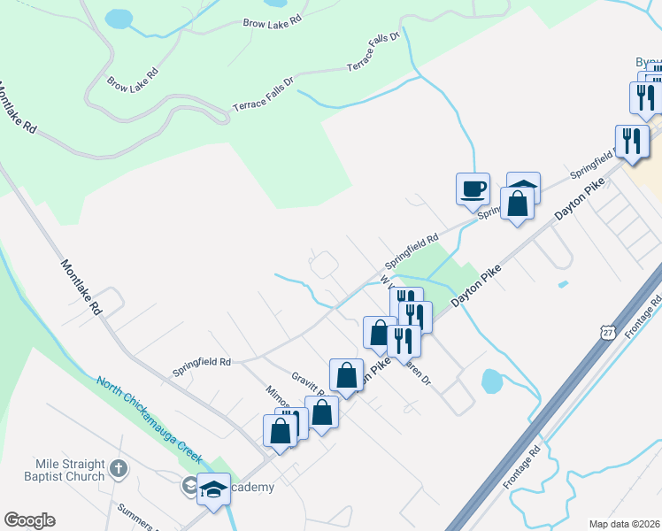 map of restaurants, bars, coffee shops, grocery stores, and more near 300 Timberline Circle in Soddy-Daisy