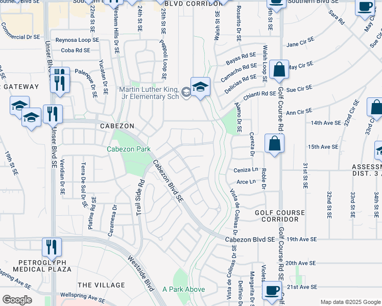 map of restaurants, bars, coffee shops, grocery stores, and more near 2515 Corte Castellon in Rio Rancho