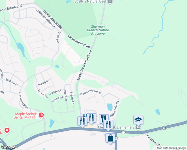 map of restaurants, bars, coffee shops, grocery stores, and more near 13101 Graymist Drive in Charlotte