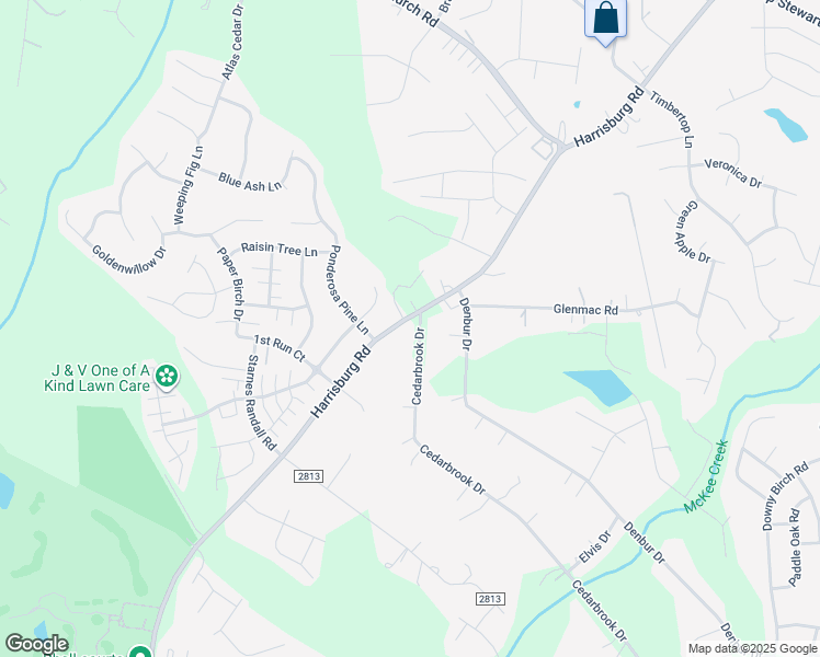 map of restaurants, bars, coffee shops, grocery stores, and more near 8601 Cedarbrook Drive in Charlotte