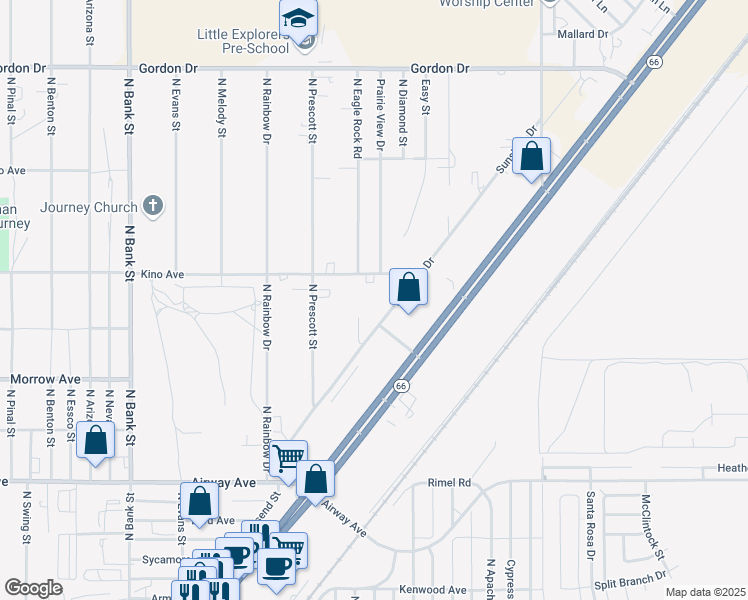 map of restaurants, bars, coffee shops, grocery stores, and more near 3715 Sunshine Drive in Kingman