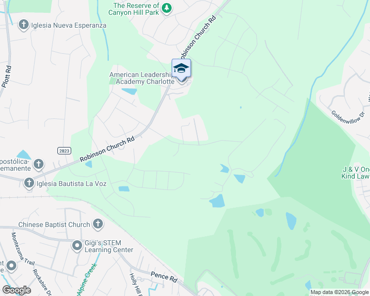 map of restaurants, bars, coffee shops, grocery stores, and more near 7725 State Road 2821 in Charlotte