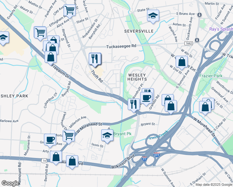 map of restaurants, bars, coffee shops, grocery stores, and more near 2708 Wet Stone Way in Charlotte