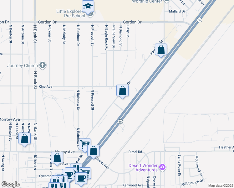 map of restaurants, bars, coffee shops, grocery stores, and more near 3715 Sunshine Drive in Kingman