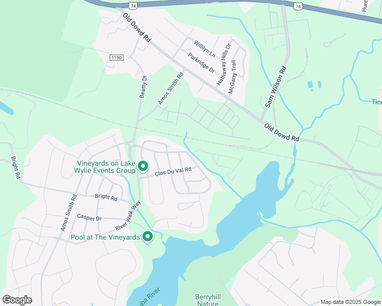 map of restaurants, bars, coffee shops, grocery stores, and more near 8356 Merryvale Lane in Charlotte
