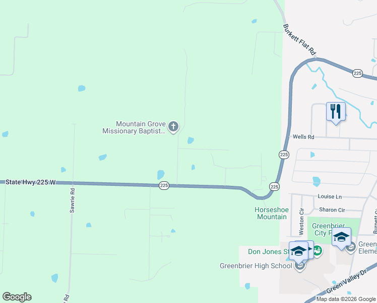 map of restaurants, bars, coffee shops, grocery stores, and more near 31 Mountain Grove Road in Greenbrier