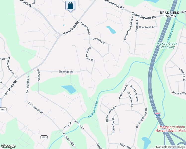map of restaurants, bars, coffee shops, grocery stores, and more near 8710 Purple Thistle Lane in Charlotte
