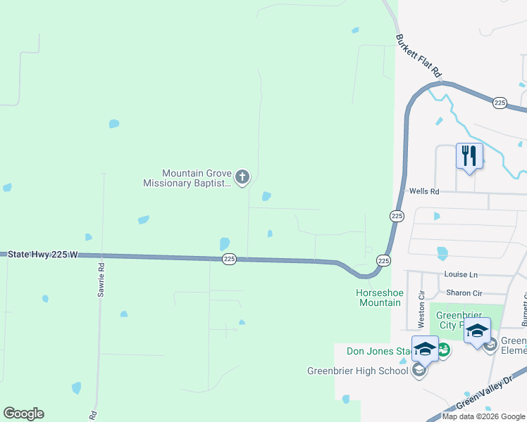 map of restaurants, bars, coffee shops, grocery stores, and more near 31 Mountain Grove Road in Greenbrier