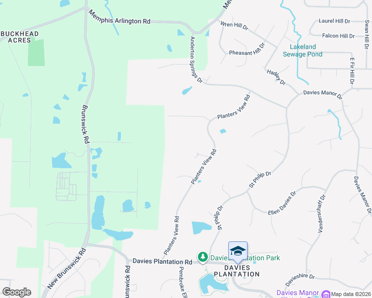 map of restaurants, bars, coffee shops, grocery stores, and more near 3825 Planters View Road in Memphis