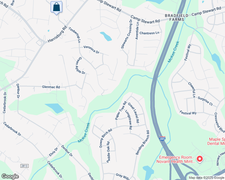 map of restaurants, bars, coffee shops, grocery stores, and more near 9936 Peppermint Lane in Charlotte