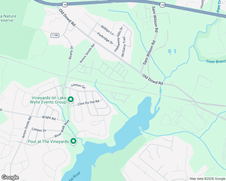 map of restaurants, bars, coffee shops, grocery stores, and more near 9403 Notebook Trail in Charlotte