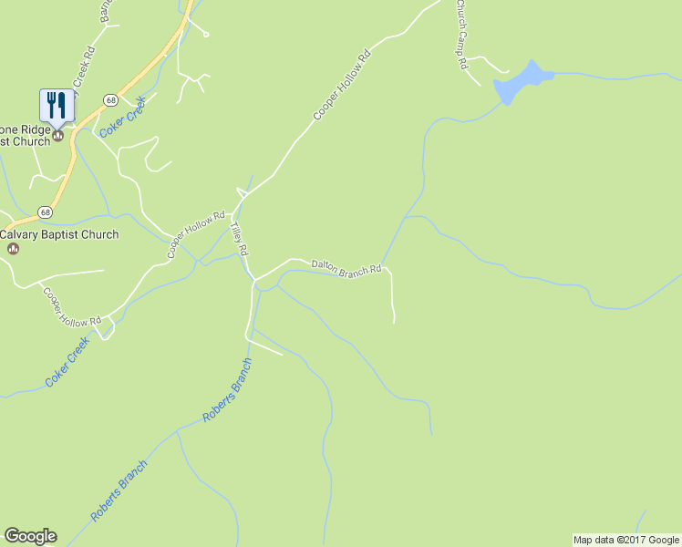 map of restaurants, bars, coffee shops, grocery stores, and more near Dalton Branch Road in Tellico Plains