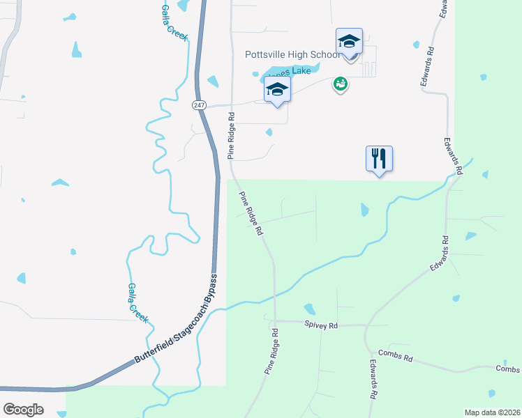 map of restaurants, bars, coffee shops, grocery stores, and more near 1118 Pine Ridge Road in Pottsville