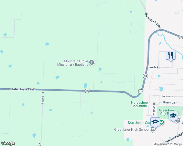 map of restaurants, bars, coffee shops, grocery stores, and more near 31 Mountain Grove Road in Greenbrier