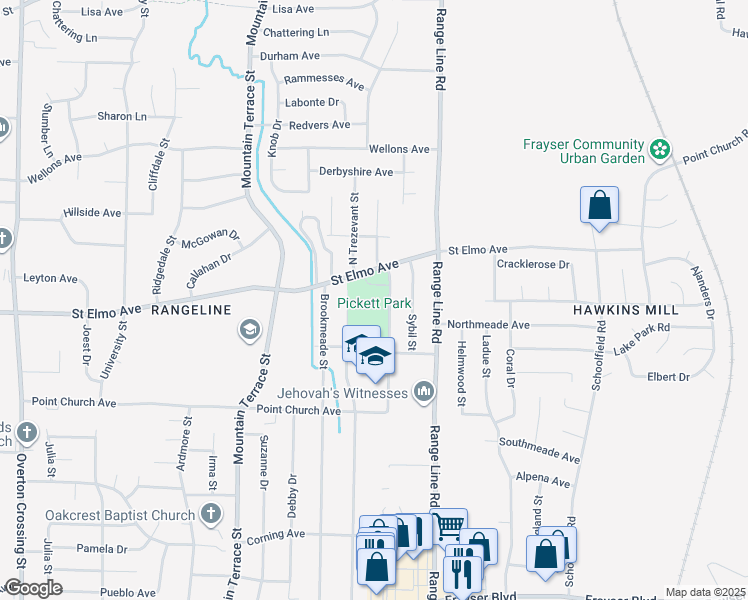 map of restaurants, bars, coffee shops, grocery stores, and more near 2555 Saint Elmo Avenue in Memphis