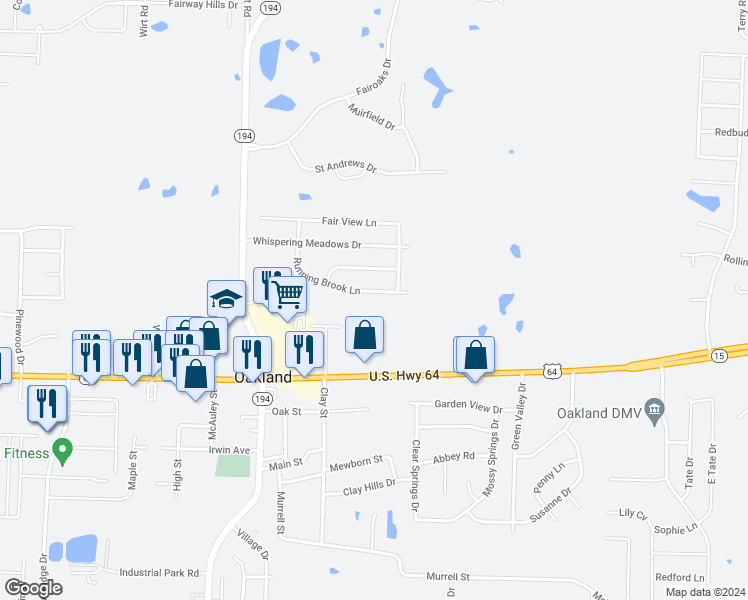 map of restaurants, bars, coffee shops, grocery stores, and more near 340 Running Brook Lane in Oakland