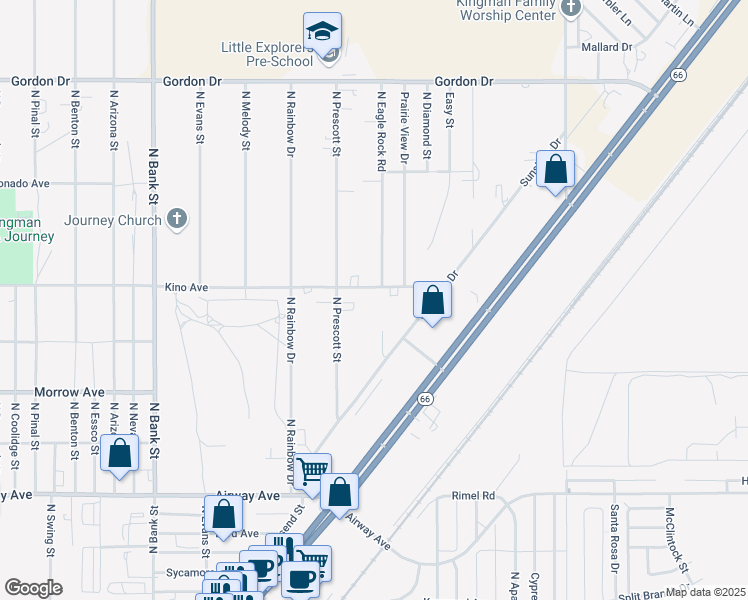 map of restaurants, bars, coffee shops, grocery stores, and more near 3250 Kino Avenue in Kingman