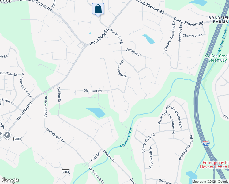 map of restaurants, bars, coffee shops, grocery stores, and more near 10618 Glenmac Road in Charlotte