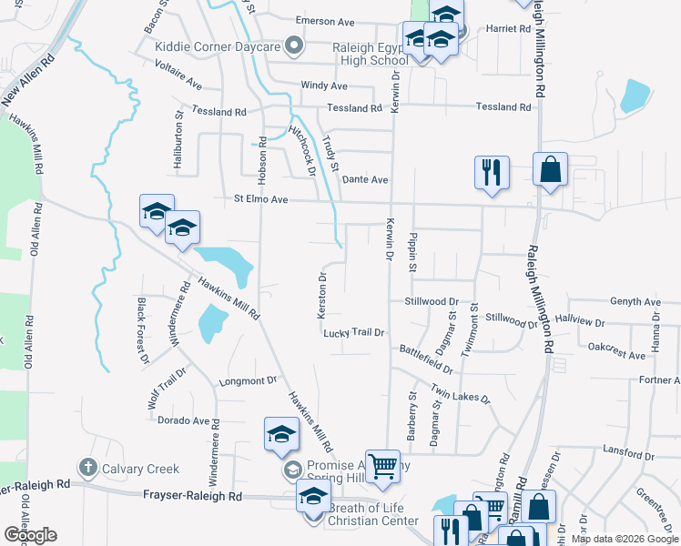 map of restaurants, bars, coffee shops, grocery stores, and more near 3896 Kerston Drive in Memphis