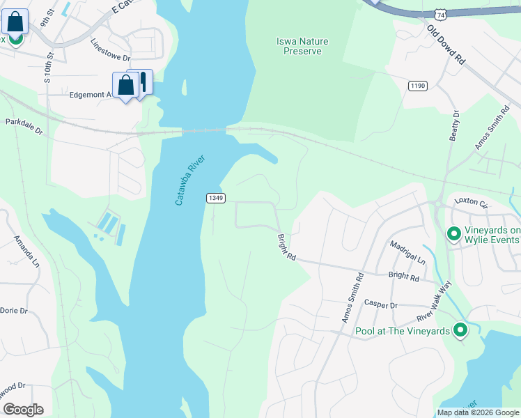 map of restaurants, bars, coffee shops, grocery stores, and more near 4925 Bright Road in Charlotte