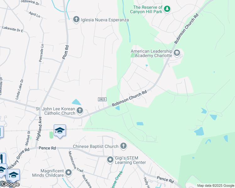 map of restaurants, bars, coffee shops, grocery stores, and more near 6609 Ludell Lane in Charlotte