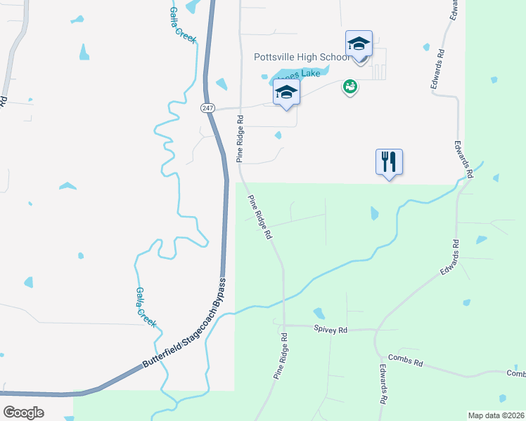 map of restaurants, bars, coffee shops, grocery stores, and more near 1118 Pine Ridge Road in Pottsville
