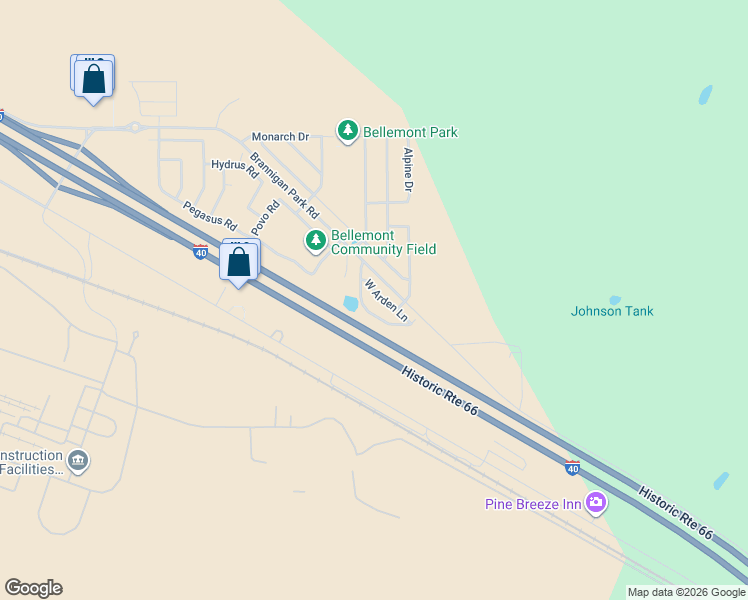 map of restaurants, bars, coffee shops, grocery stores, and more near 9116 West Arden Lane in Bellemont