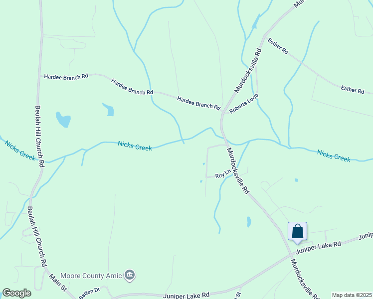 map of restaurants, bars, coffee shops, grocery stores, and more near 150 Rogers Trail in Moore County