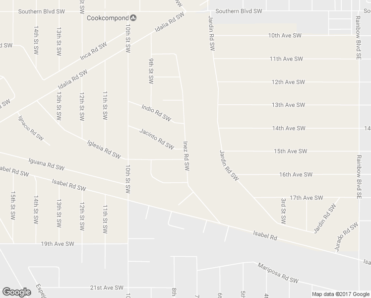 map of restaurants, bars, coffee shops, grocery stores, and more near Inez Road Southwest in Rio Rancho