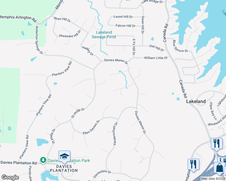 map of restaurants, bars, coffee shops, grocery stores, and more near 9306 John Thomas Cove in Memphis