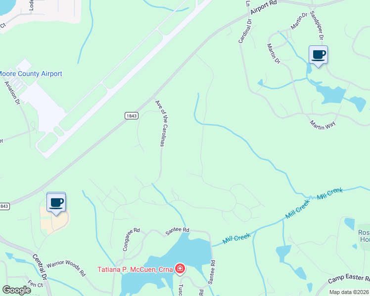 map of restaurants, bars, coffee shops, grocery stores, and more near in Southern Pines