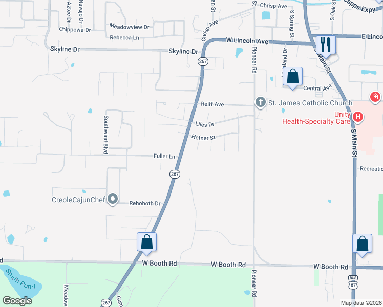 map of restaurants, bars, coffee shops, grocery stores, and more near 7 Teresa Circle in Searcy